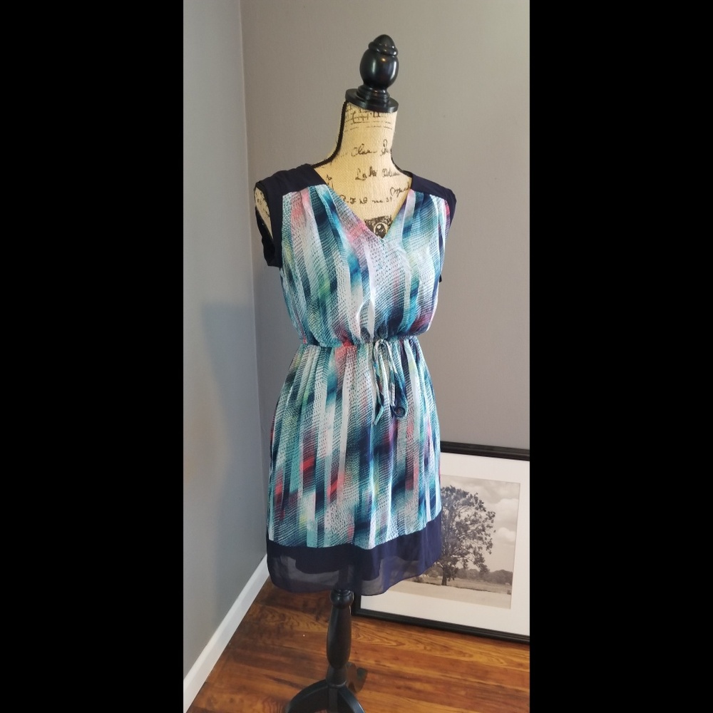 Kalijati sleeveless mini dress Navy, teal & multi